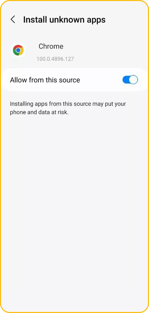 Enable Melbet app installation from unknown sources.
