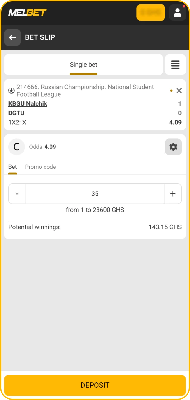 Set your stake and play at Melbet.