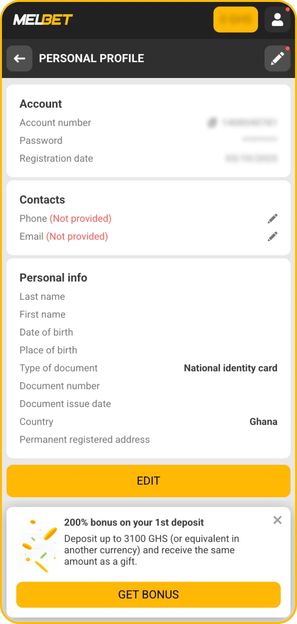 Verify your account and start betting at Melbet.
