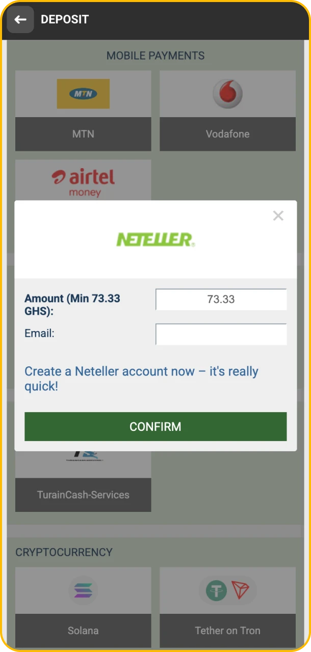 Choose your deposit amount and play on Melbet.