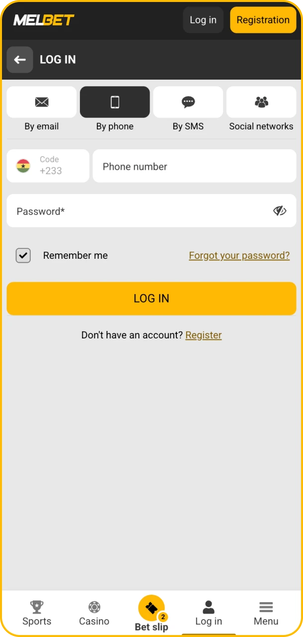 Sign in and make your first Melbet deposit.