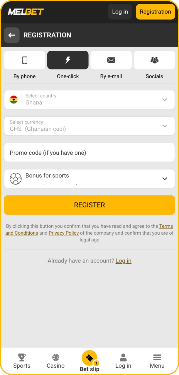 Register now to join live casino on Melbet.