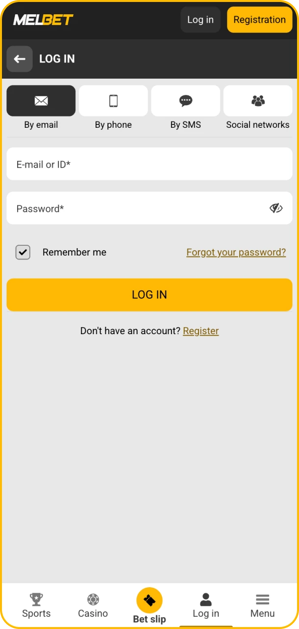 Log in and place your bets on Melbet.