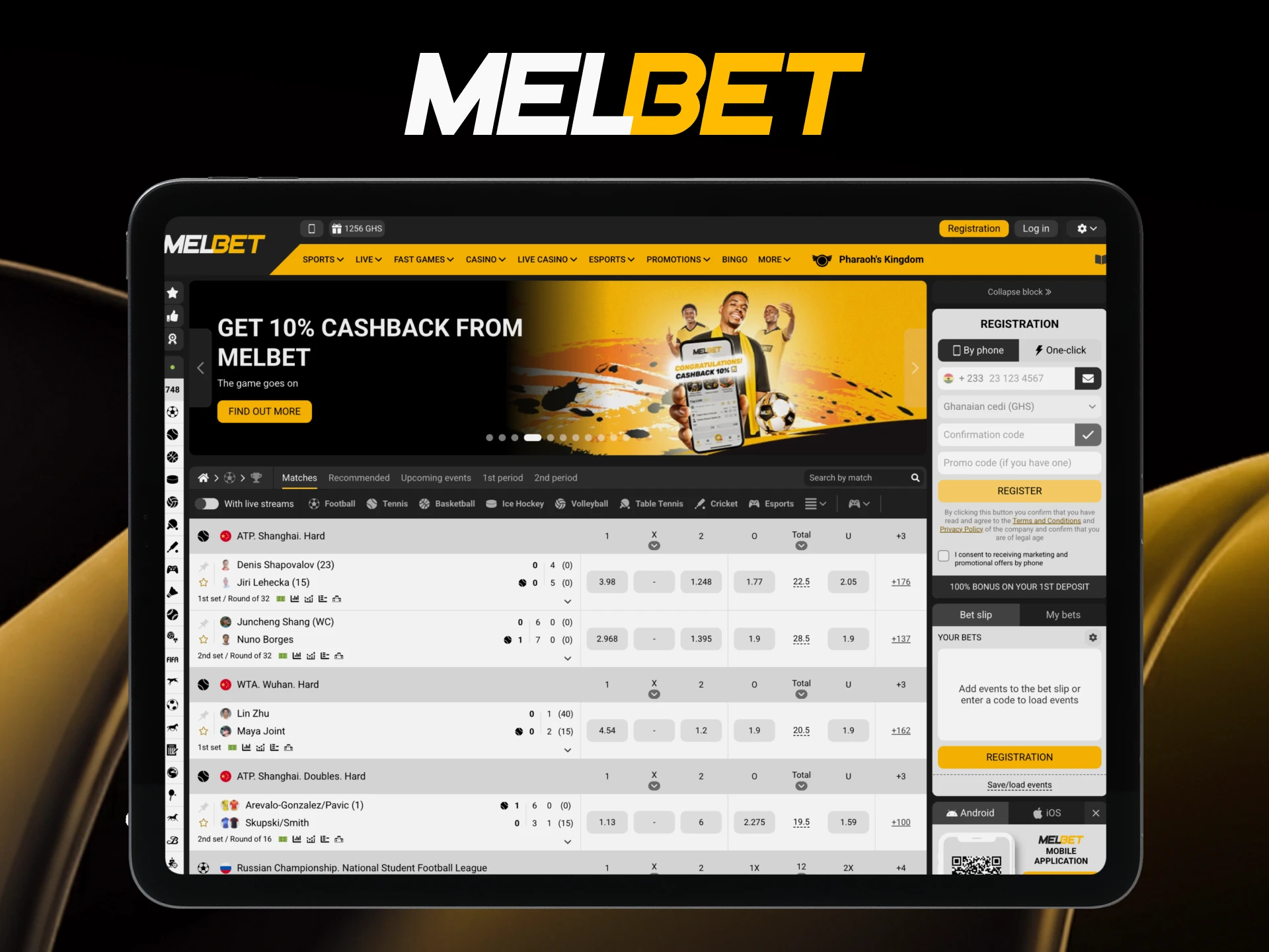 Play comfortably from your PC on Melbet.