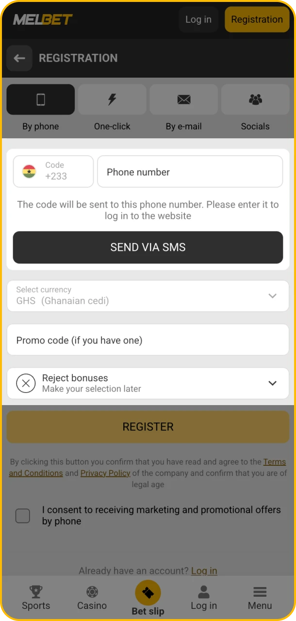 Enter your details and join Melbet today.