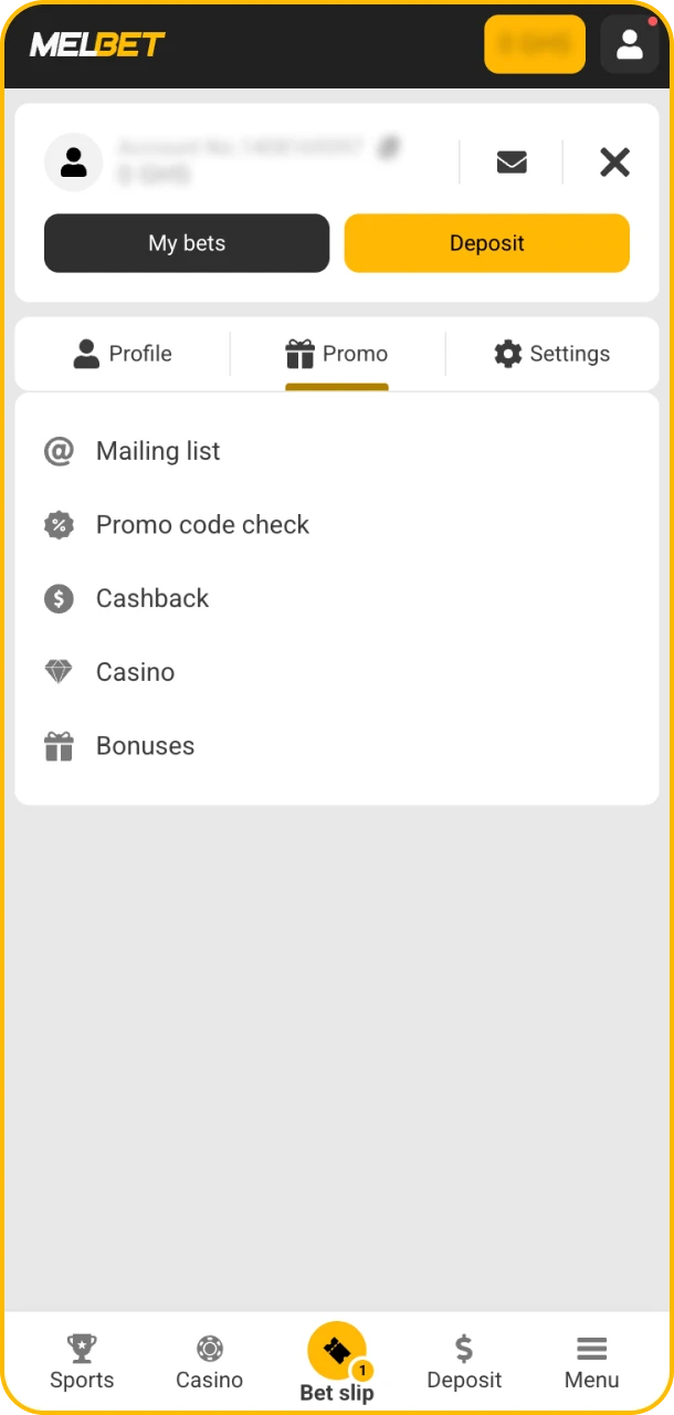Deposit funds and activate bonus on Melbet.