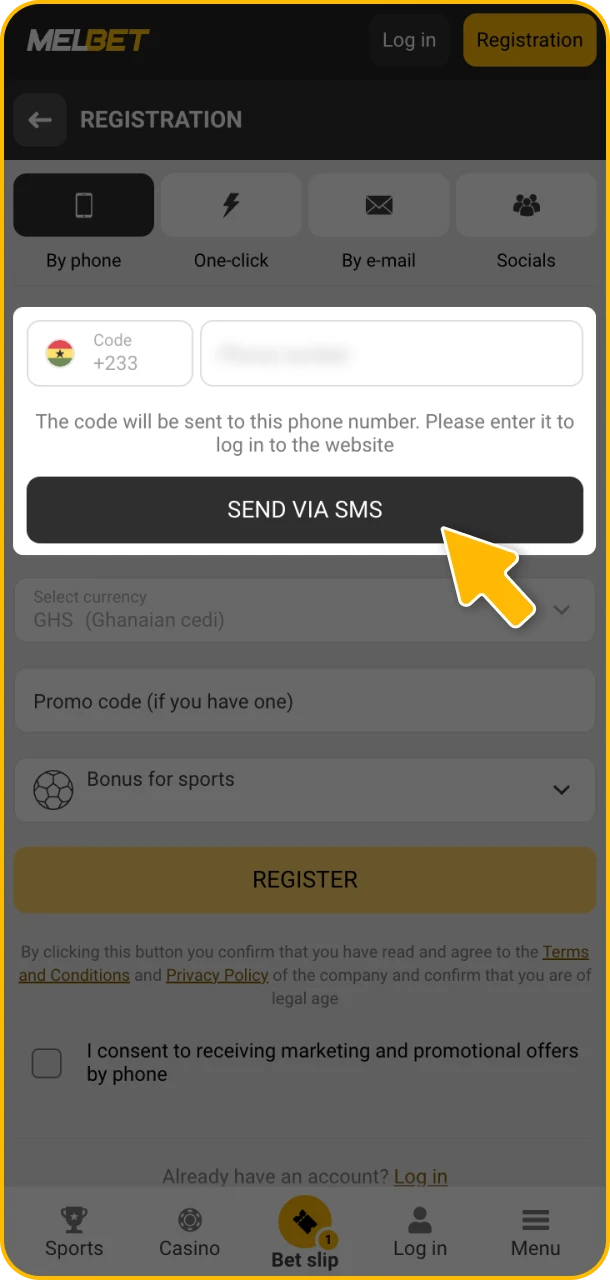 Verify details to claim your Melbet bonus.