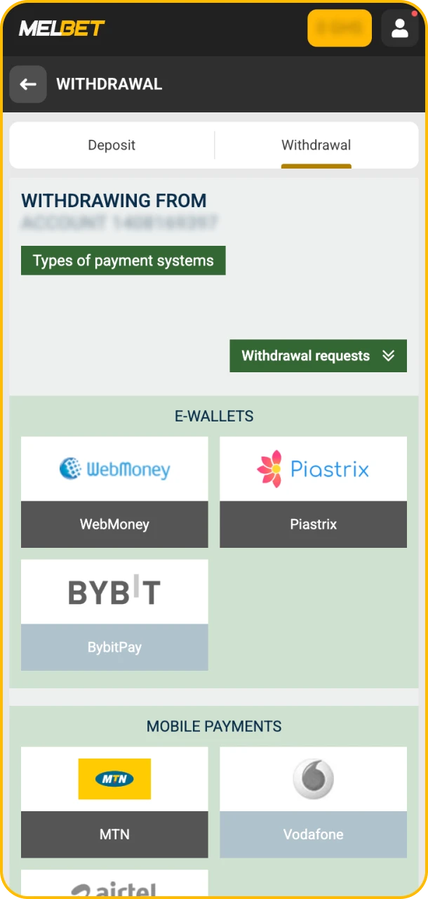 Withdraw your winnings from Melbet easily.