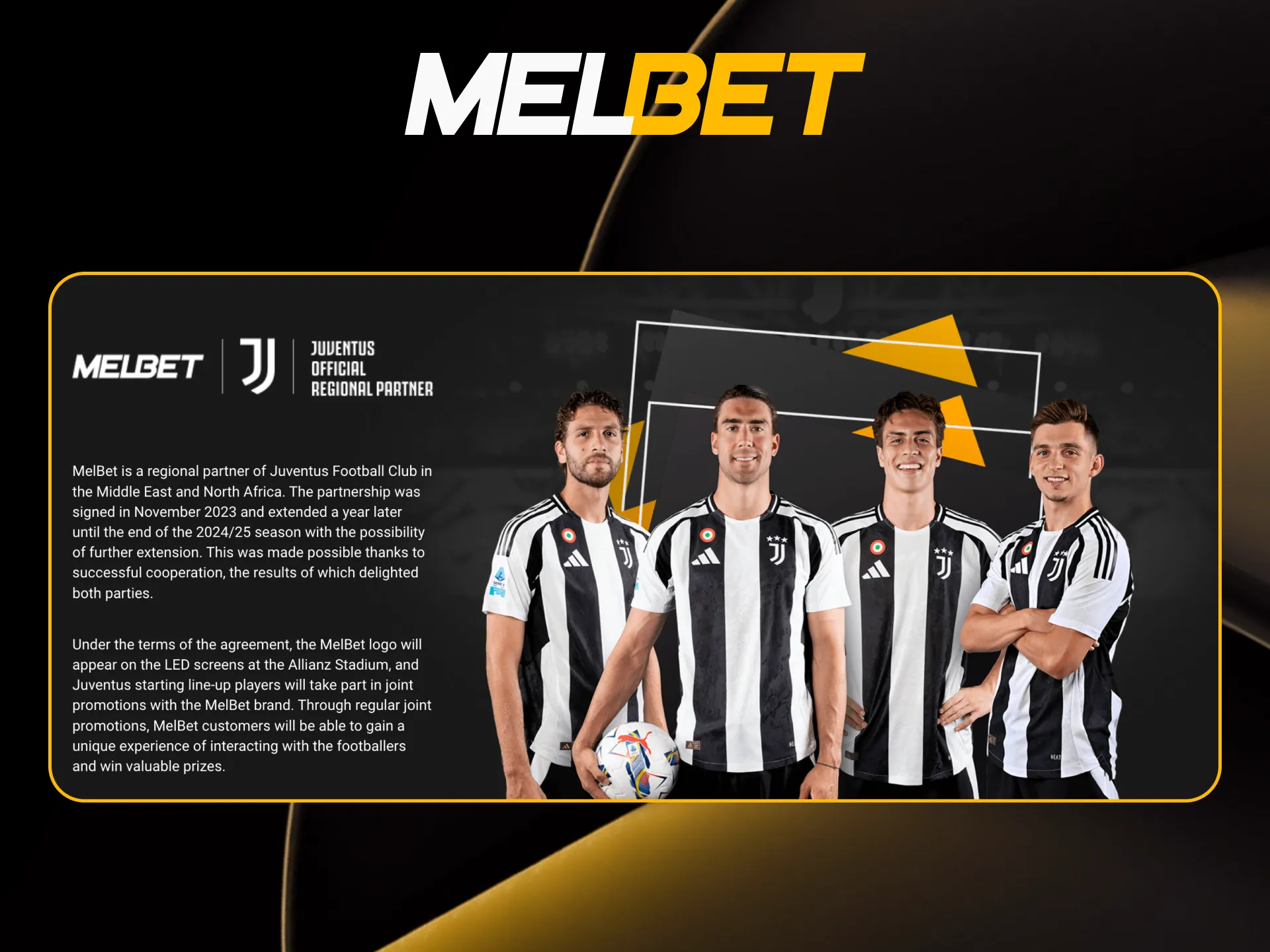Support Juventus with Melbet and win big.